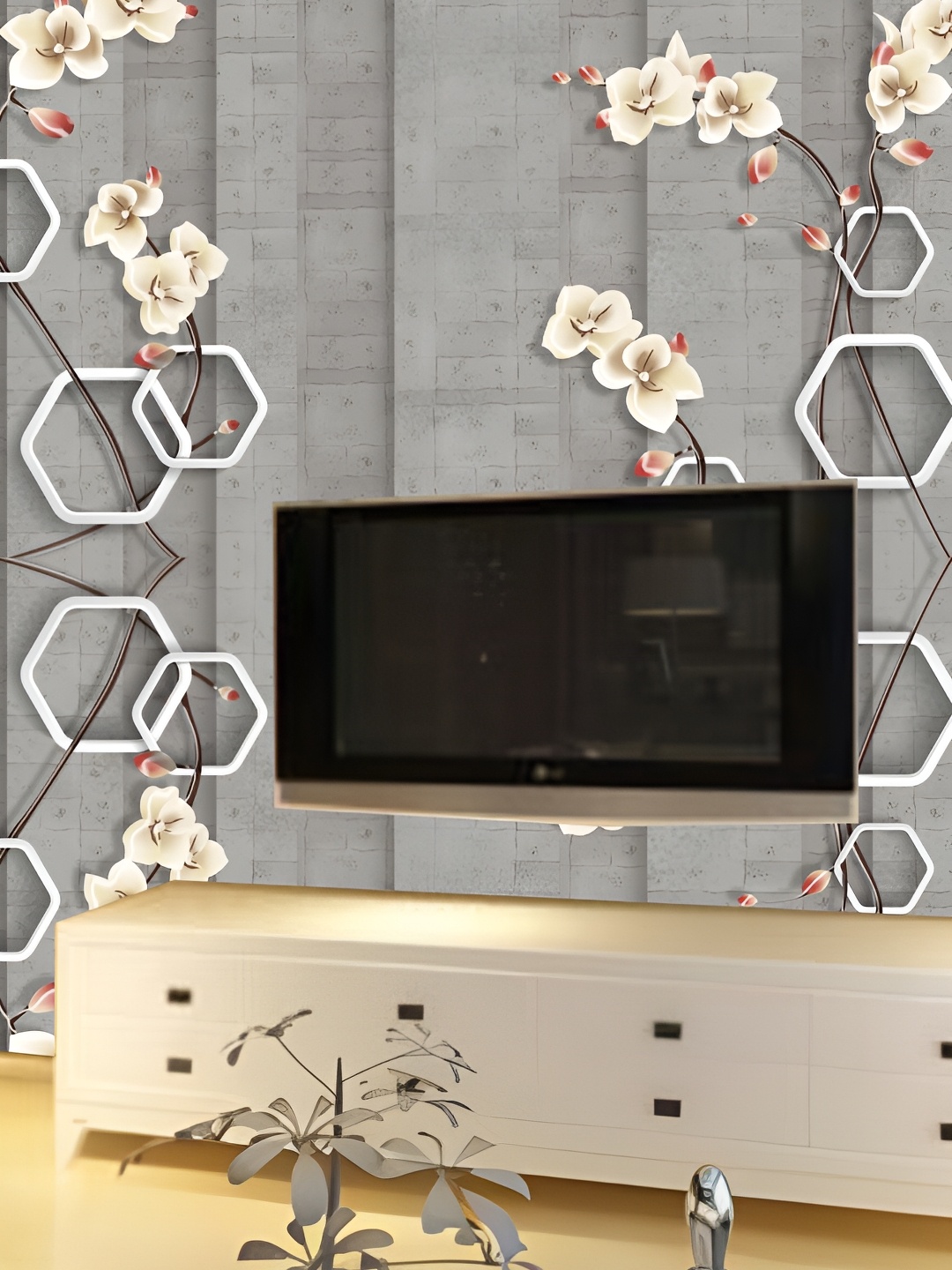 

Aura Grey & Beige Floral Printed Self-Adhesive Wall Sticker