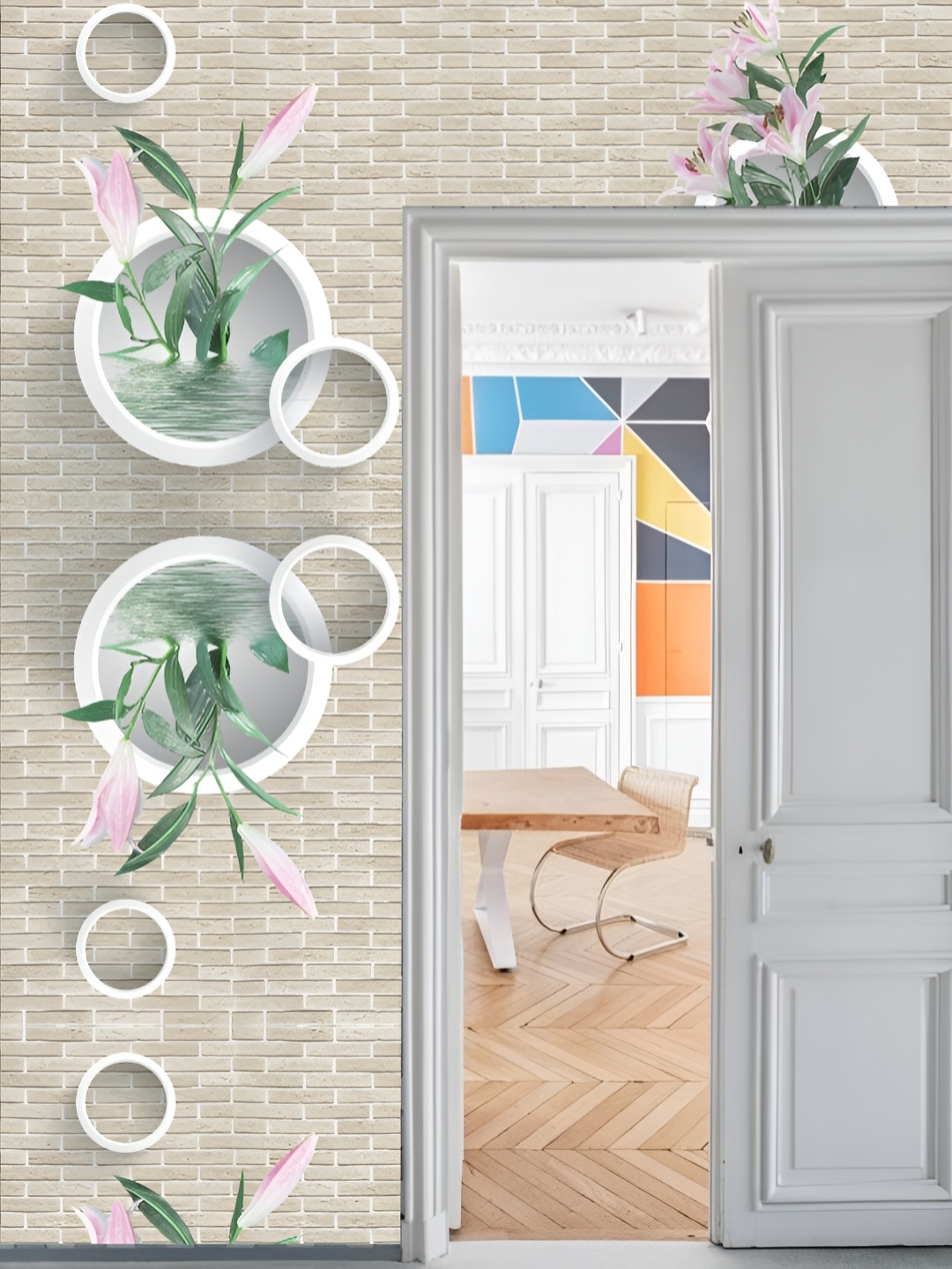 

Aura Off White & Green Printed Self-Adhesive 3D Wallpaper