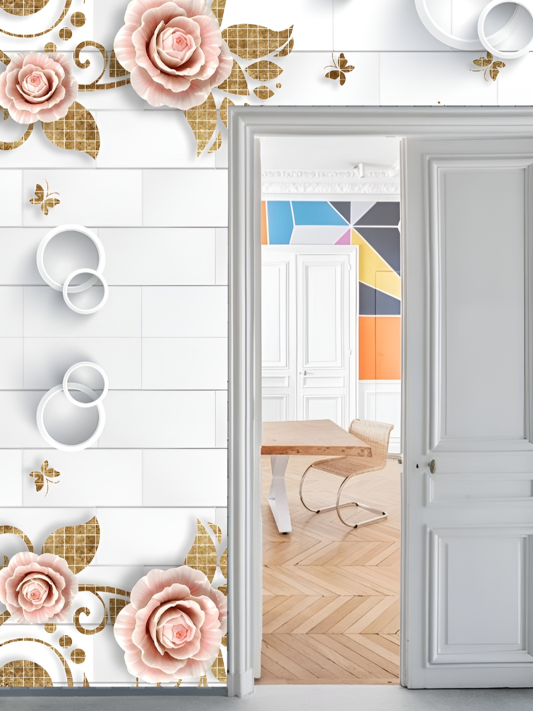 

Aura White & Pink Floral Printed Self-Adhesive Wall Sticker