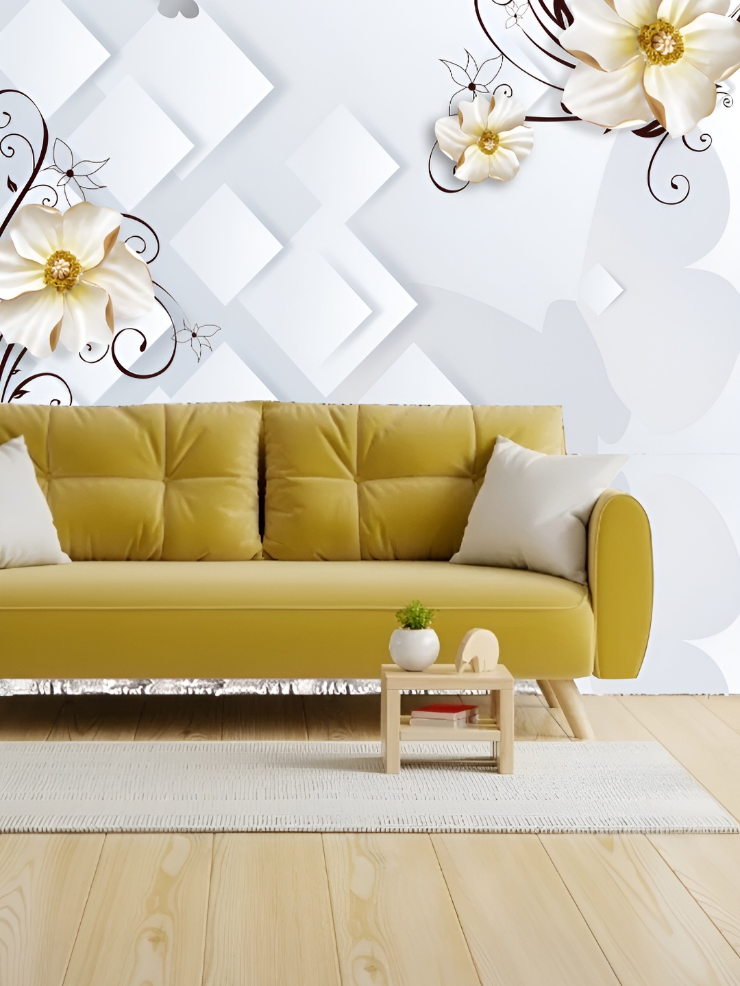 

Aura White & Cream Printed Self-Adhesive 3D Wallpaper