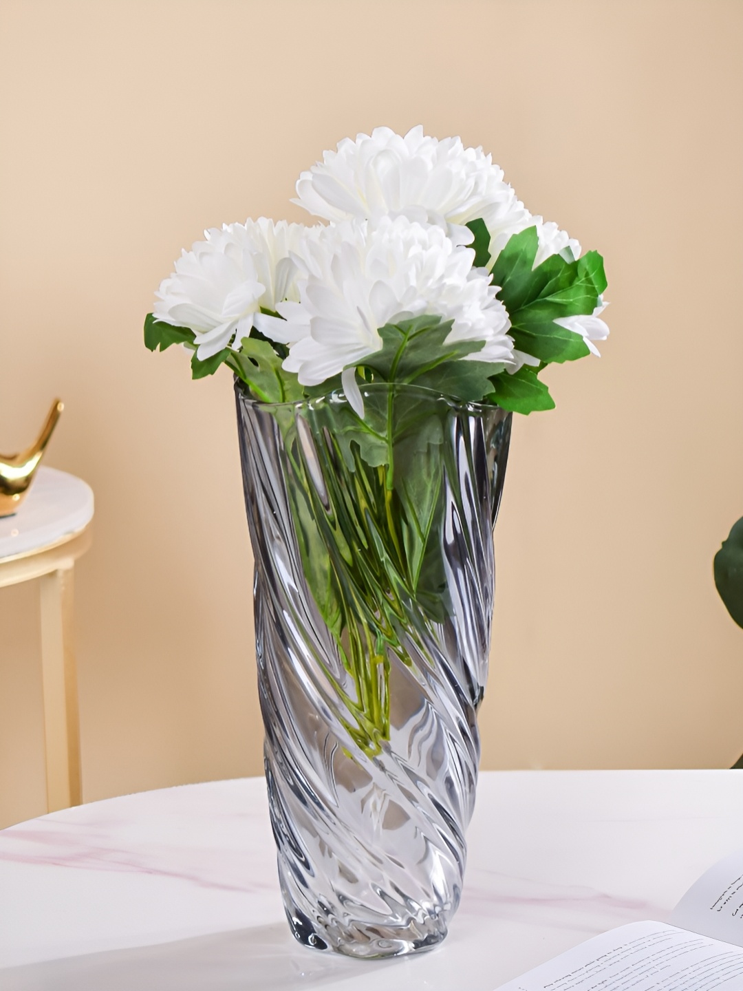 

Nestasia Grey Textured Spiral Winds Glass Vase