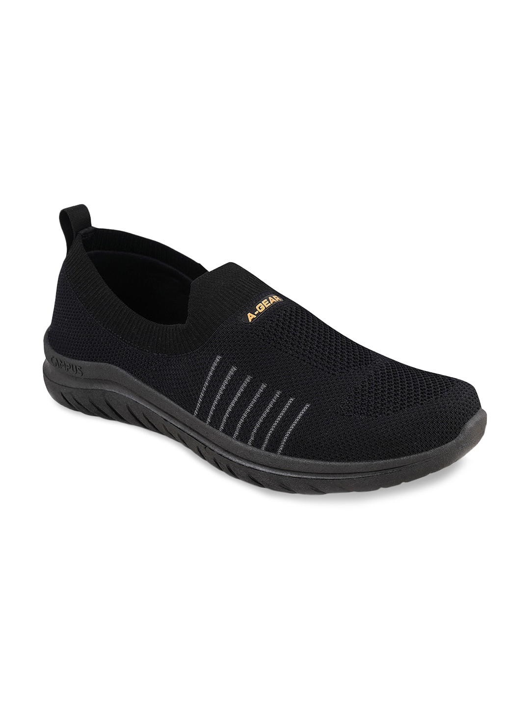 

Campus Men Round Toe Memory Foam Mesh Slip-On Sneakers, Black