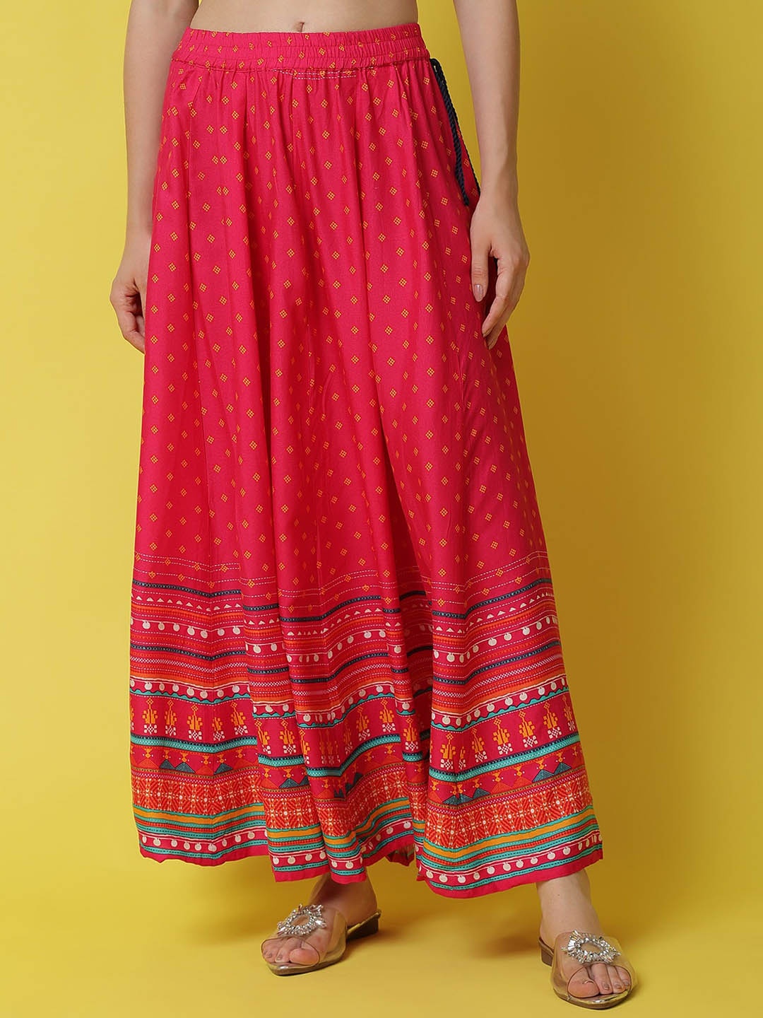 

Cot'N Soft Women Printed Pure Cotton Flared Maxi Skirt, Red