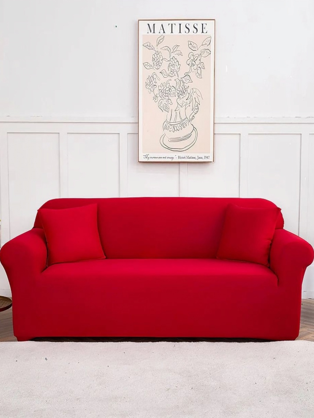 

B BESTILO Red 3 Seater Sofa Cover With Arms