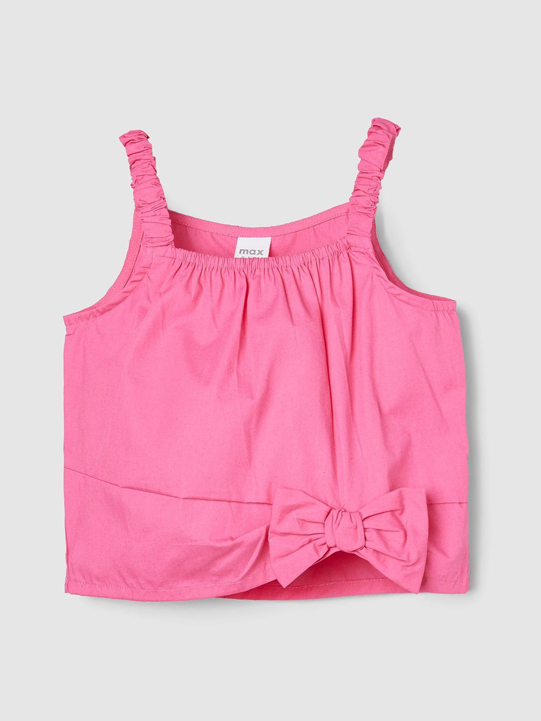 

max Girls Smocked Shoulder Straps Sleeveless Pure Cotton Top, Pink