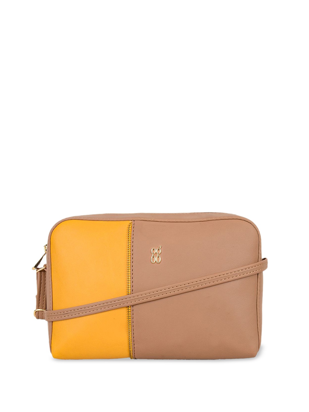 

Baggit Colourblocked Structured Sling Bag, Beige