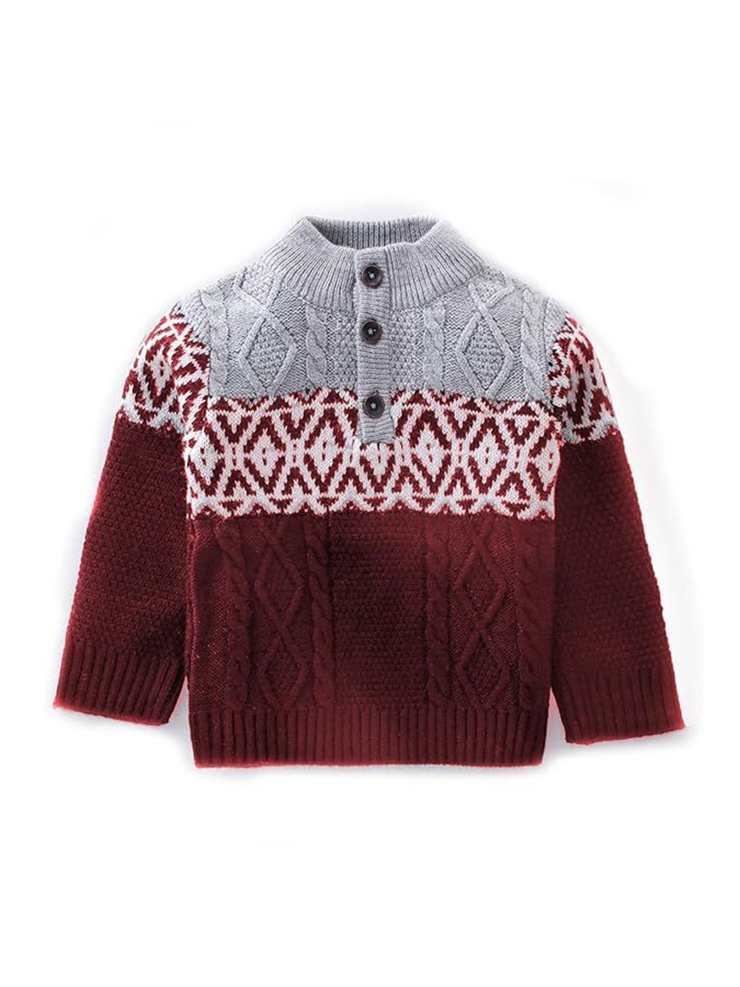 

Yellow Apple Boys Geometric Printed Pullover Sweaters, Grey