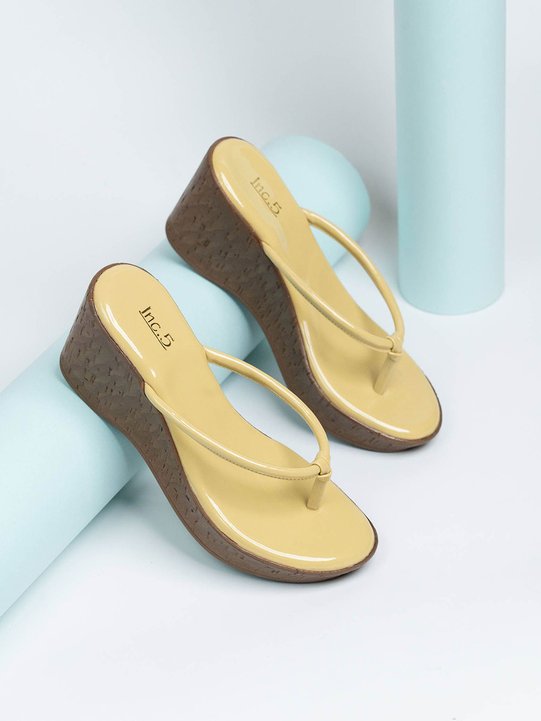 

Inc 5 Textured Open Toe Wedge Heels, Yellow