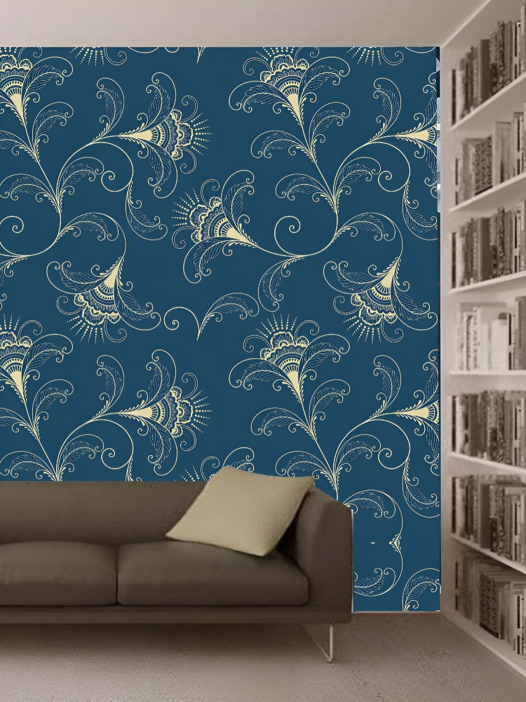 

Aura Blue & Cream Colored Printed Self-Adhesive 3D Wallpaper