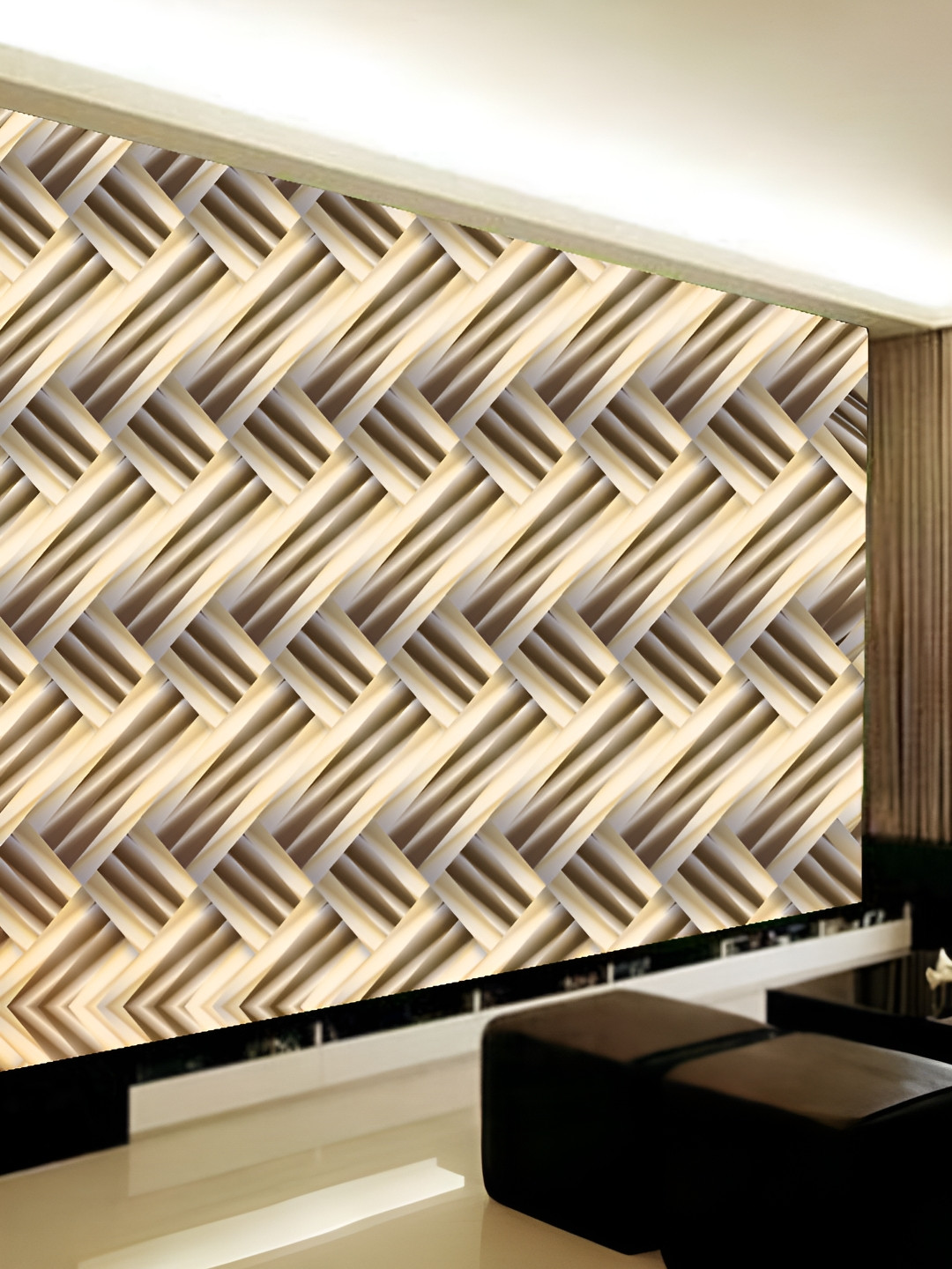 

Aura Cream Colored & Beige Printed Self-Adhesive 3D Wallpaper