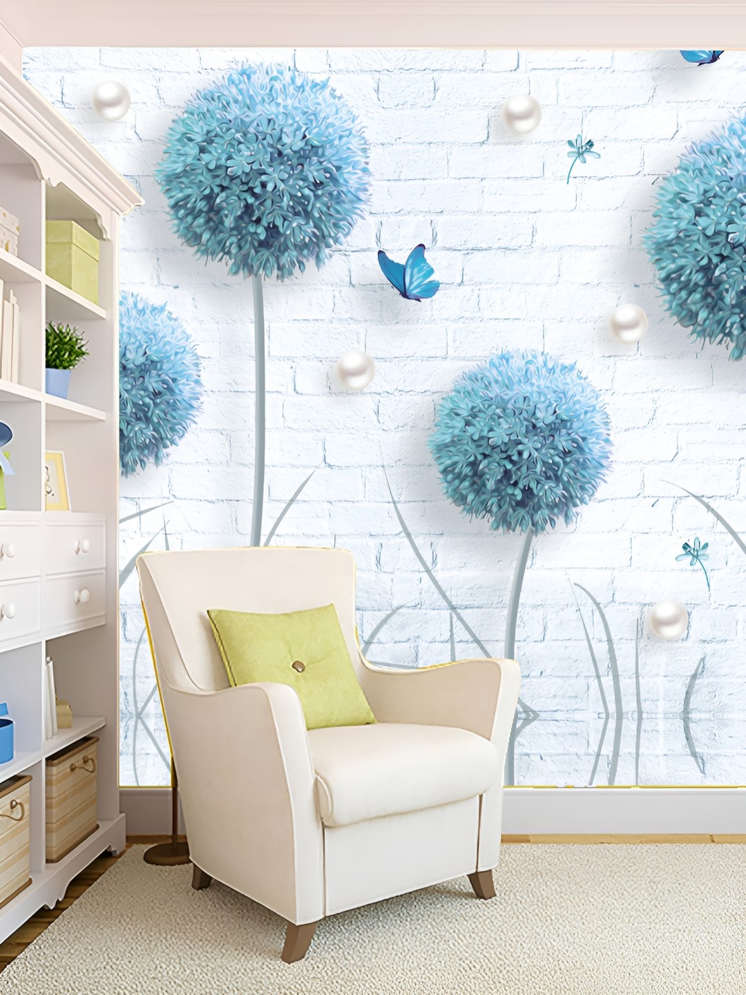 

Aura White & Blue Floral Printed Self-Adhesive Wall Sticker
