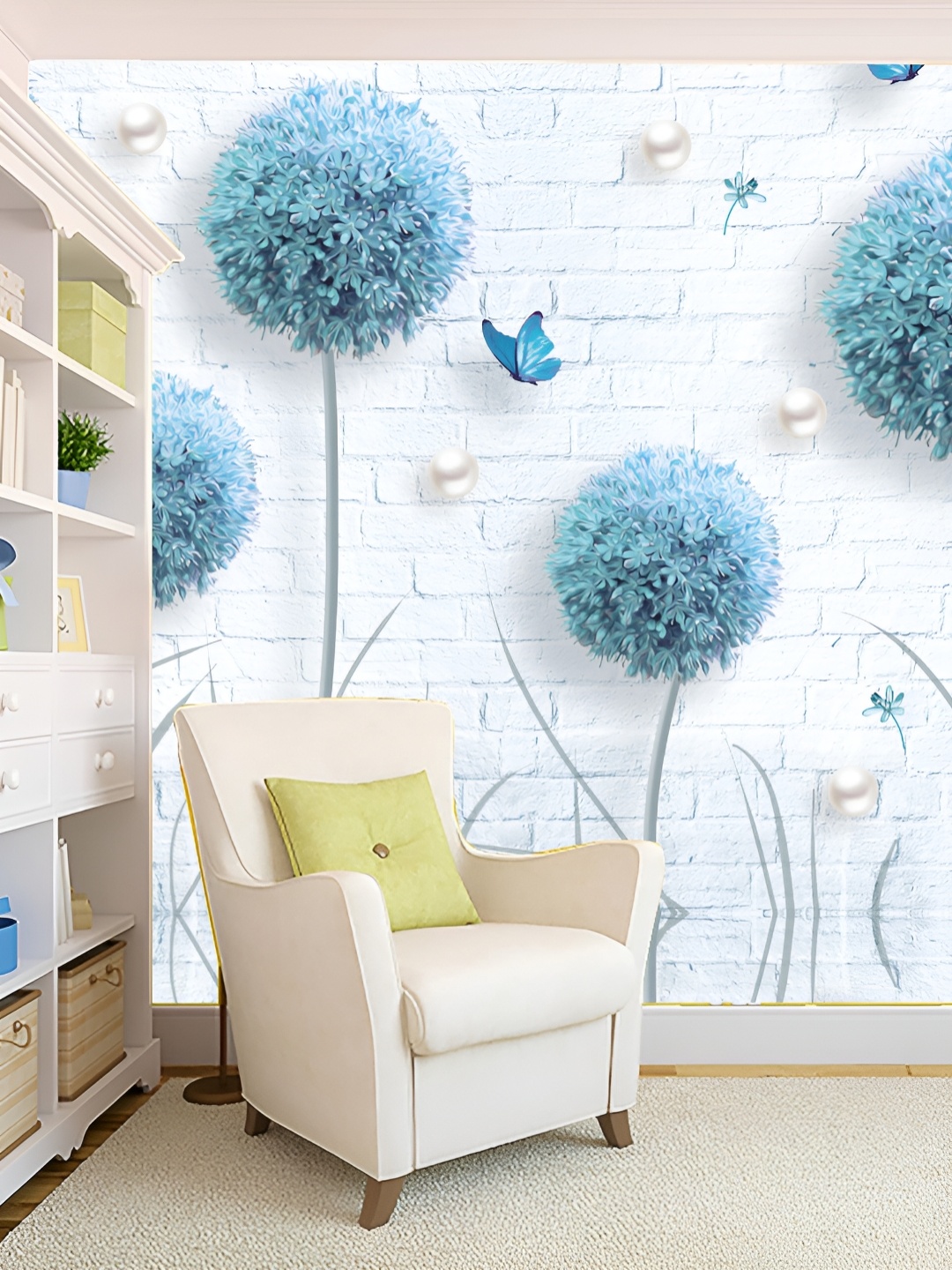 

Aura White & Blue Floral Printed Self-Adhesive Wall Sticker
