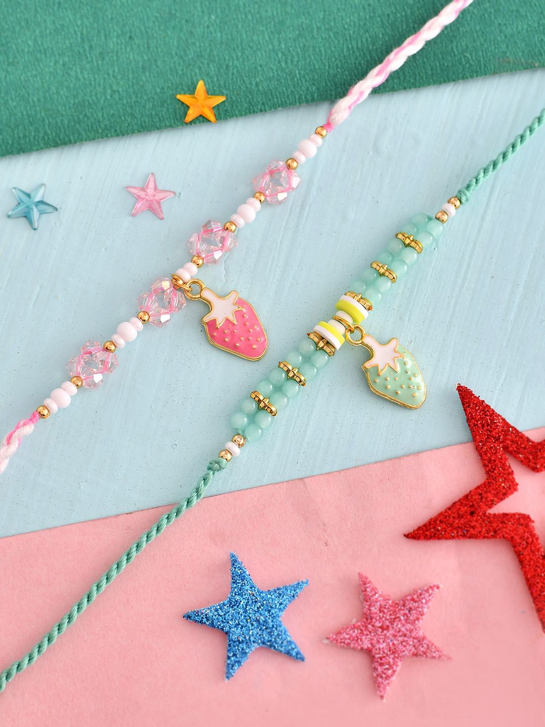 

Voylla Kids Set Of 2 Strawberry Charms Rakhi, White