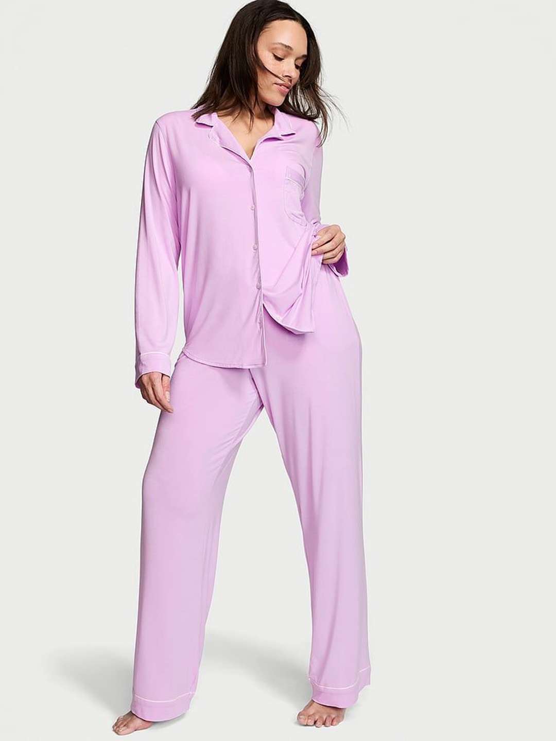 

Victoria's Secret Lapel Collar Relaxed Fit Night suit, Purple