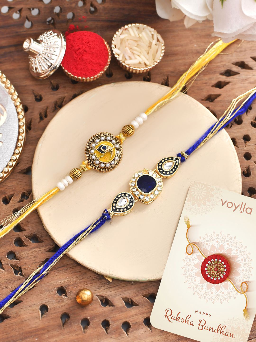 

Voylla Lightly Embellished Thread Rakhi, Gold