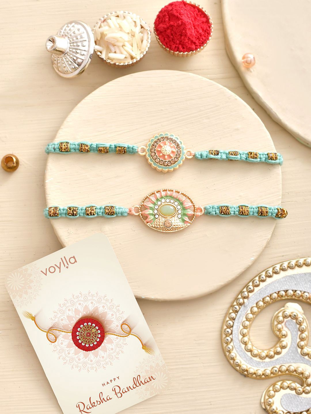 

Voylla Men Traditional Motifs Thread Rakhi, Red