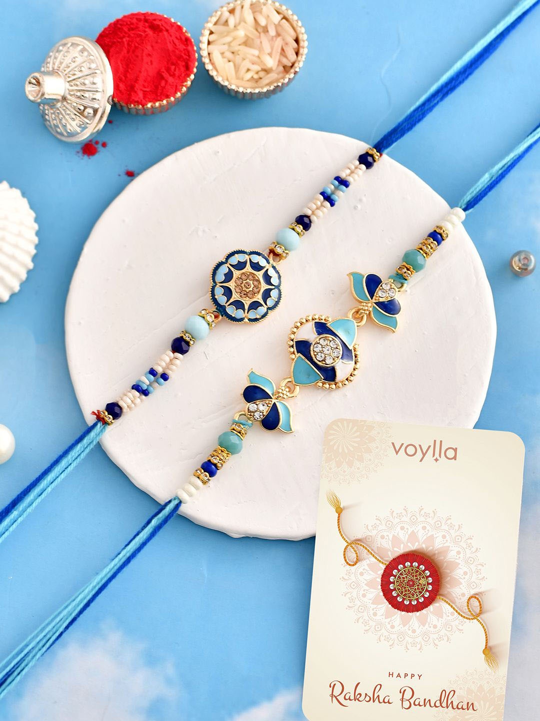 

Voylla Traditional Motifs Men's Thread Rakhis, Blue