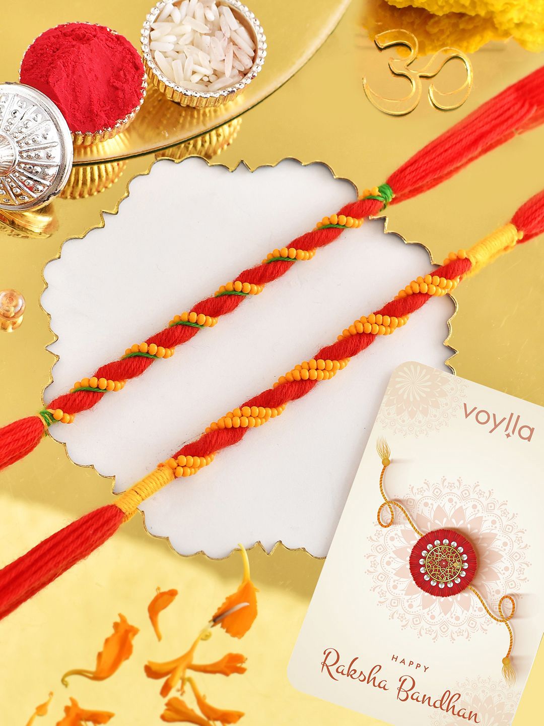 

Voylla Men's Simple Traditional Thread Rakhi, Red