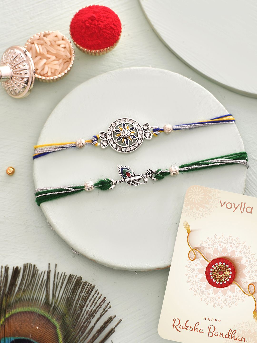 

Voylla Men Set Of 2 Embellished Rakhi, White