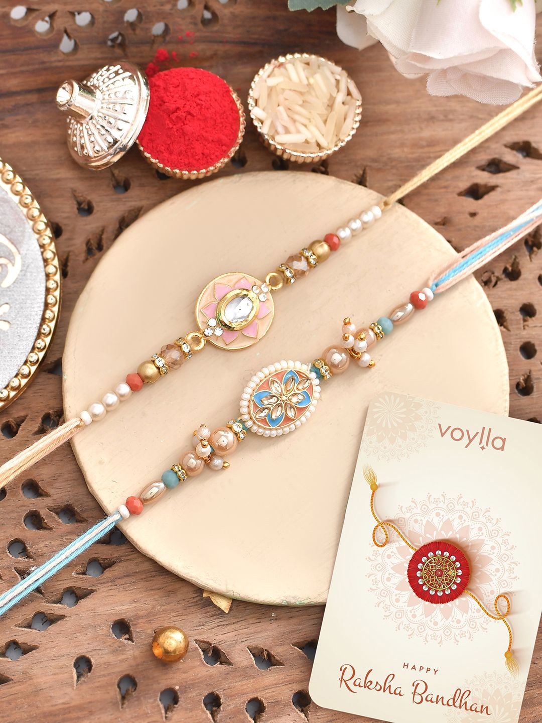 

Voylla Traditional Inspired Men's Lightly Embellished Thread Rakhis, Red