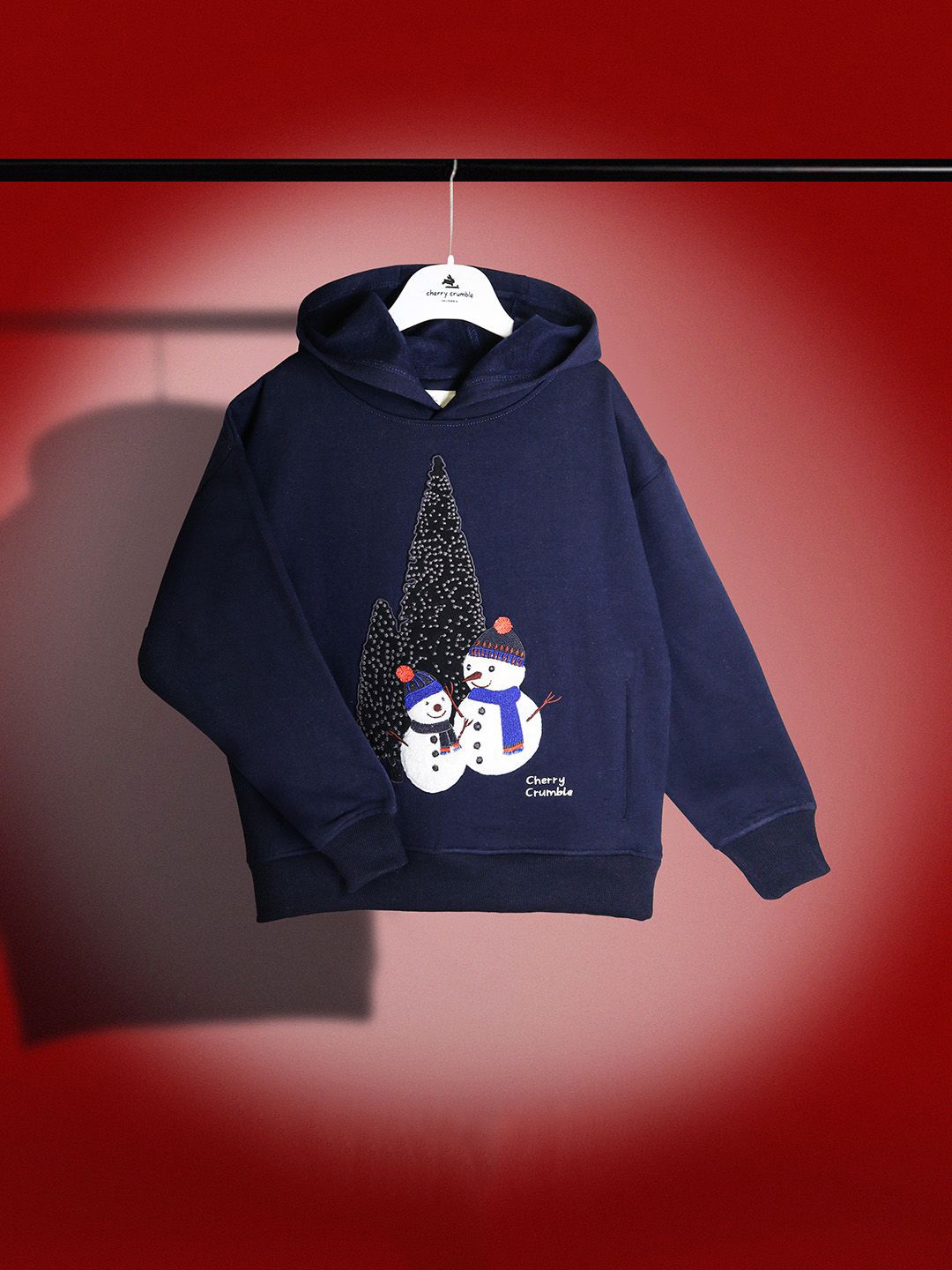 

Cherry Crumble Kids Graphic Printed Hooded Pullover Sweatshirt, Navy blue
