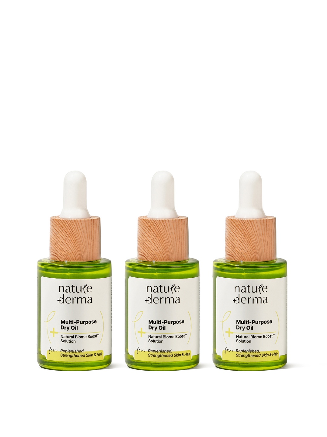 

Nature Derma Set of 3 Natural Biome-Boost Solution Multi-Purpose Dry Face Oil - 30 ml each, Green
