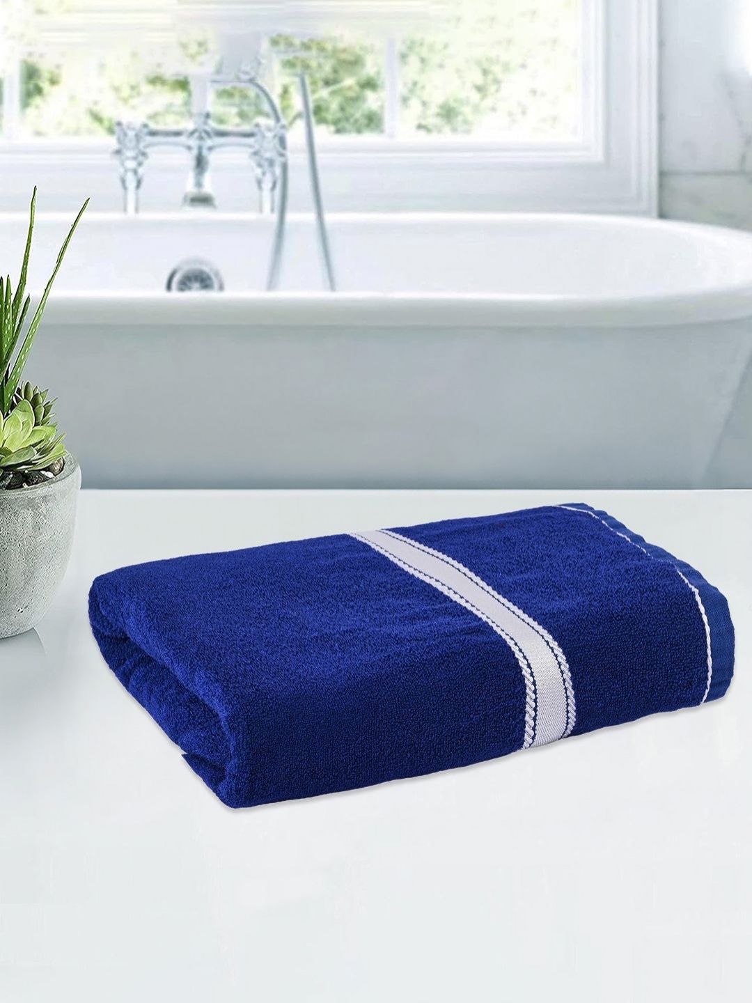 

Kuber Industries Blue Cotton 150 GSM Bath Towel