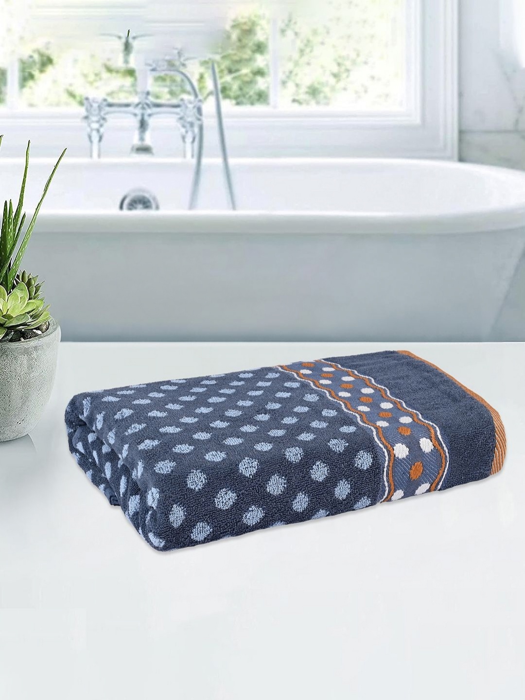 

Kuber Industries Grey & White Printed Cotton 150 GSM Bath Towel