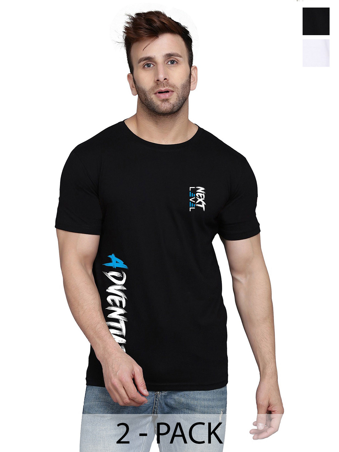 

SLOWLORIS Men Pack Of 2 Typography Printed T-shirt, White