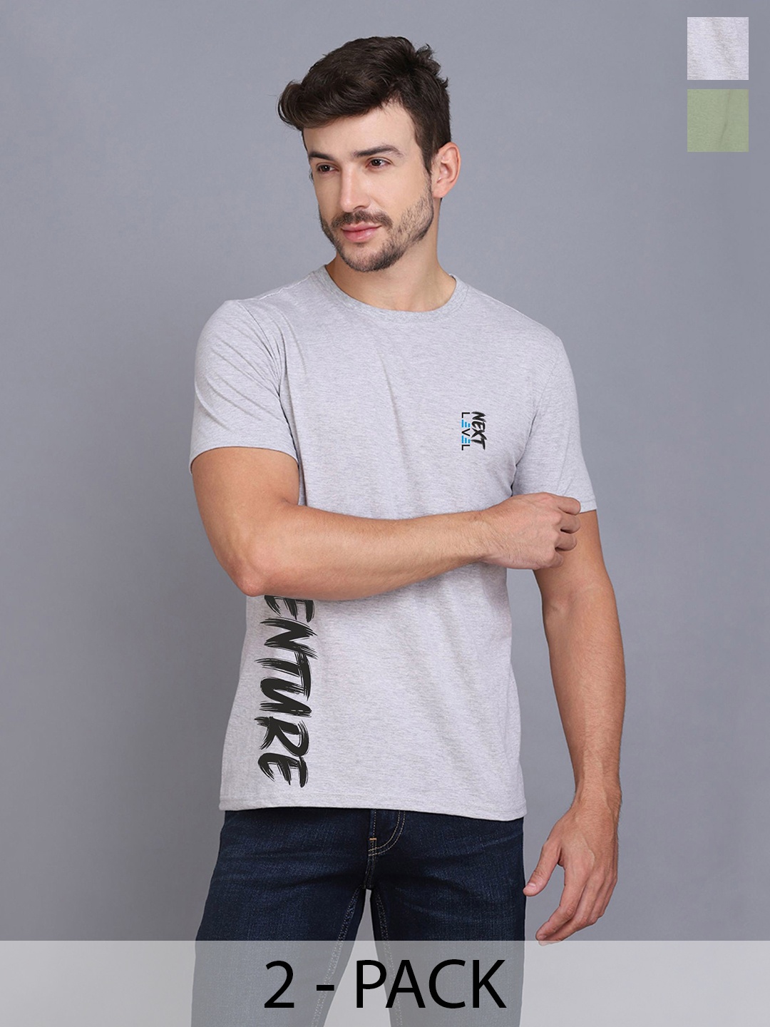 SLOWLORIS Men Typography 2 Printed Raw Edge T-shirt, Green