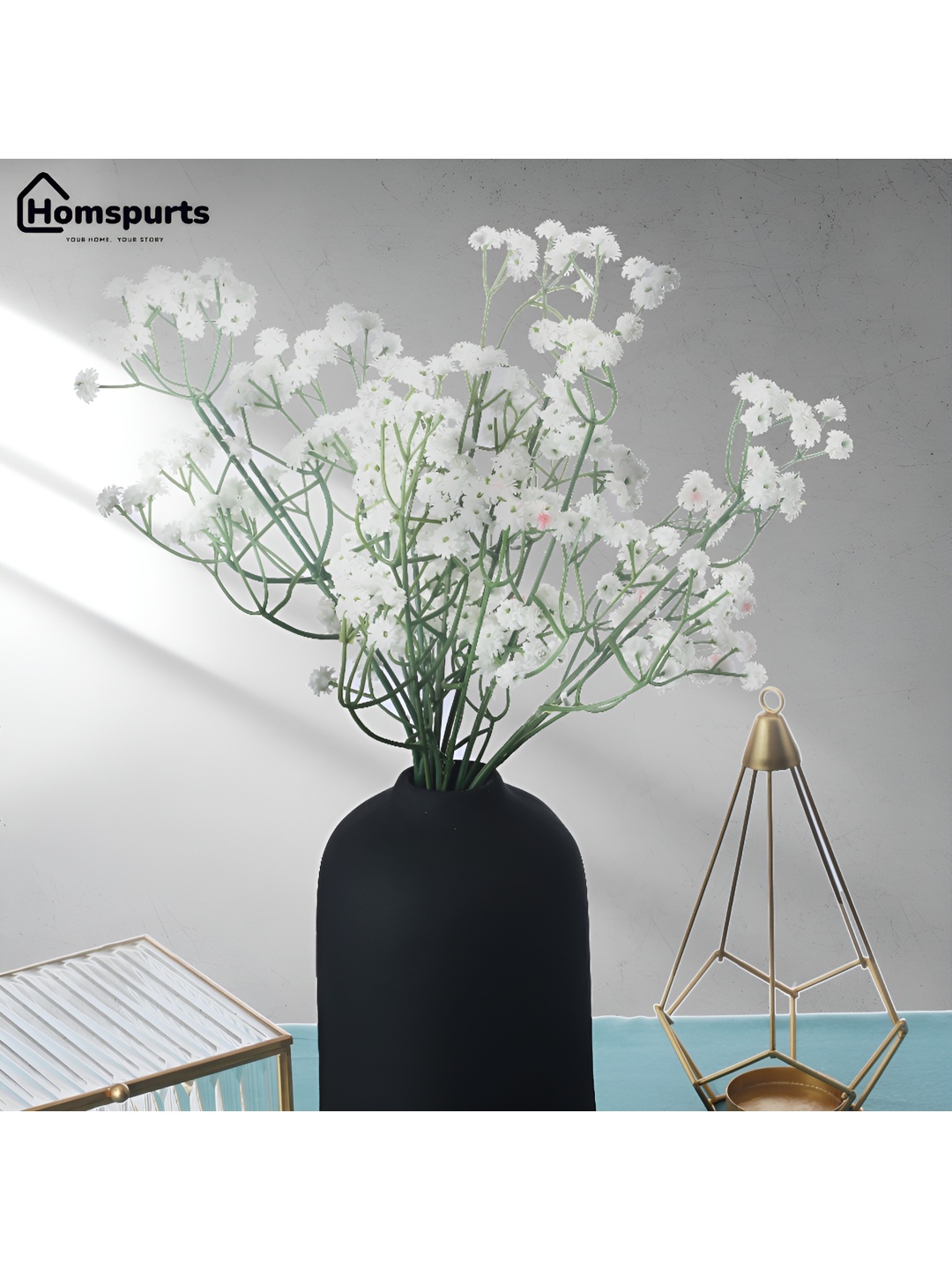 

Homspurts White 3 Pieces Artificial Flower