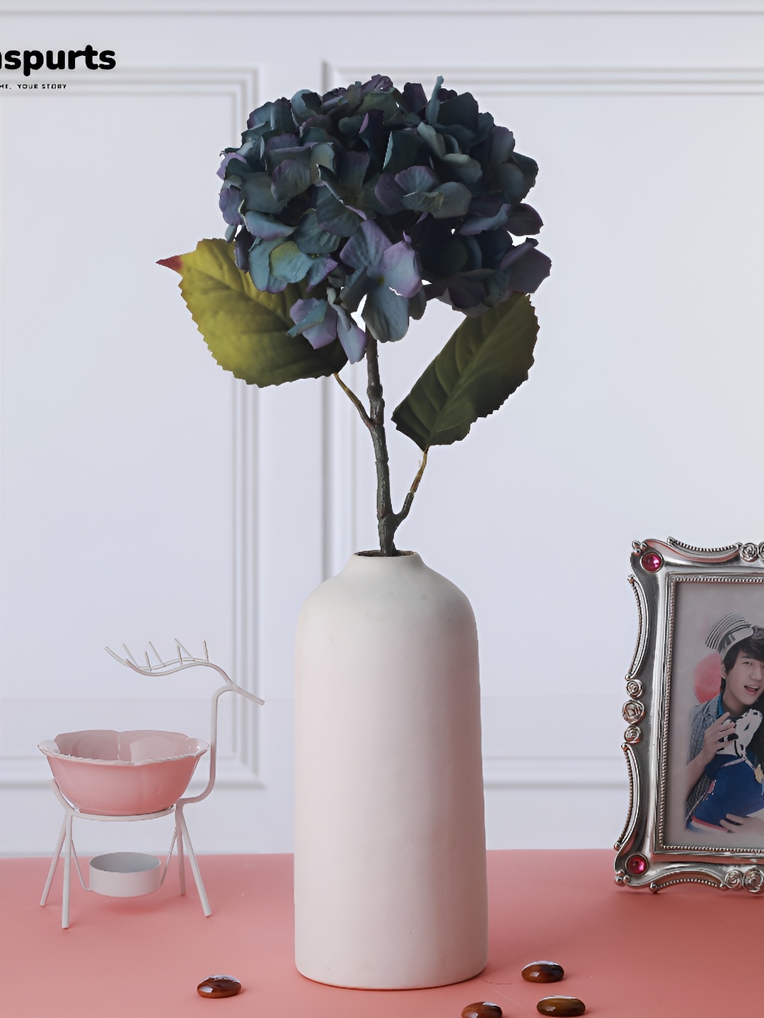 

Homspurts Blue 2 Pieces Hydrangea Artificial Flower