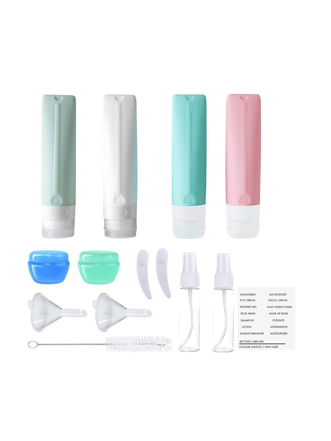 

Beaute Secrets 14pc Travel Silicone Leak Proof Squeezable Containers Kit, Pink