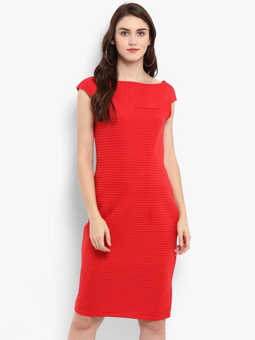 

Zima Leto Striped Sheath Dress, Red