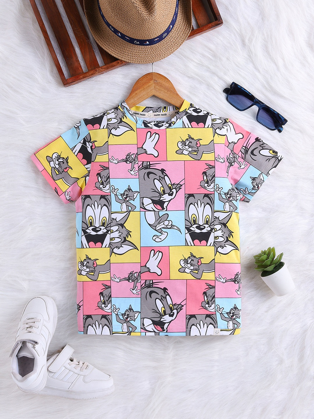 

Happy Faces Boys Pure Cotton Printed T-shirt, Multi