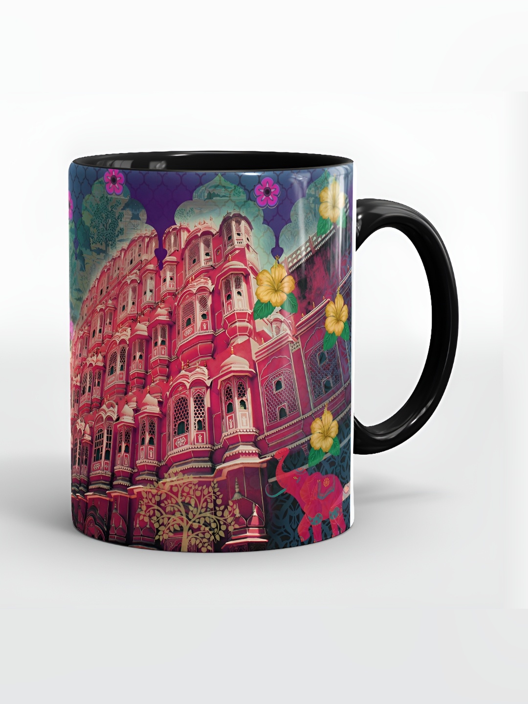 

SUBLIKRAFT Black & Red Geometric Printed Ceramic Matte Mugs 330 ml