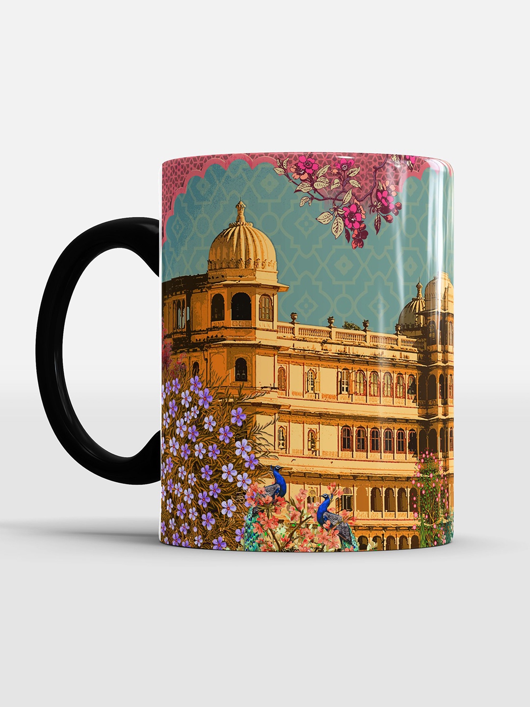 

SUBLIKRAFT Black & Green Ethnic Motifs Printed Ceramic Glossy Mugs 330 ml