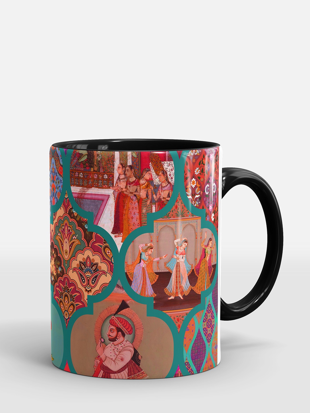 

SUBLIKRAFT Black & Red Geometric Printed Ceramic Glossy Mugs 330 ml