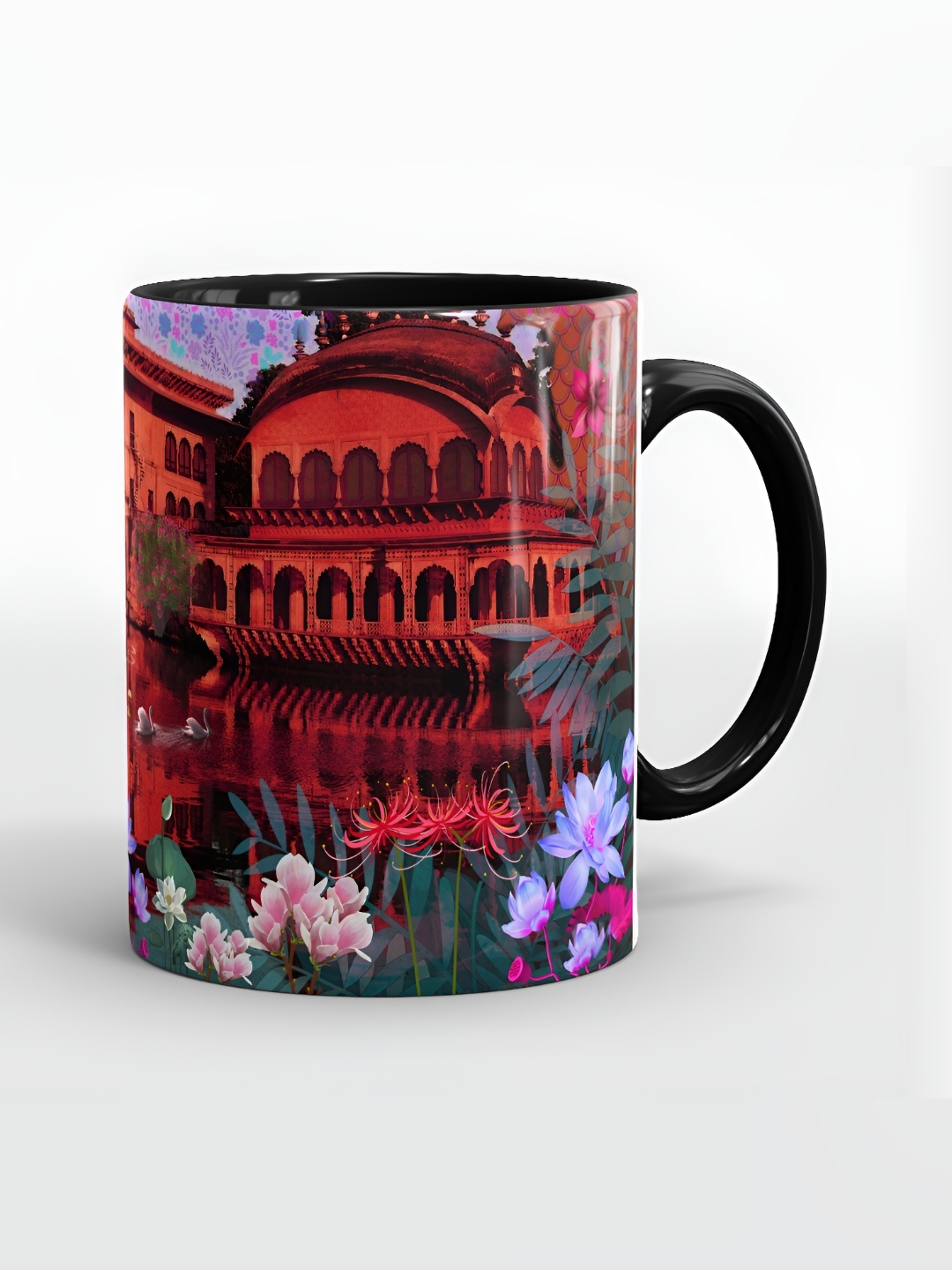 

SUBLIKRAFT Black & Red Geometric Printed Ceramic Glossy Mugs 330 ml