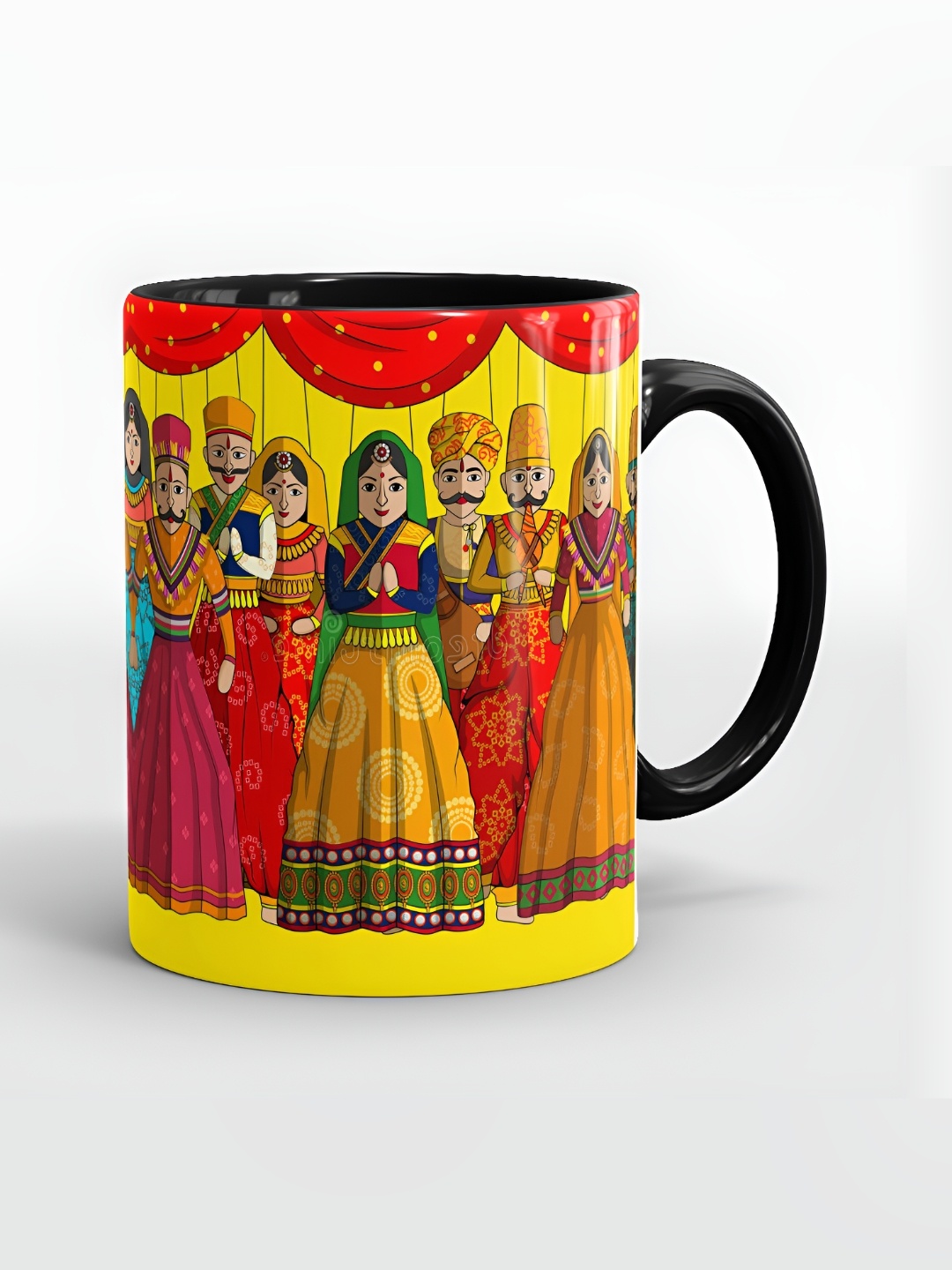 

SUBLIKRAFT Yellow & Red Ethnic Motifs Printed Ceramic Glossy Mugs 330 ml