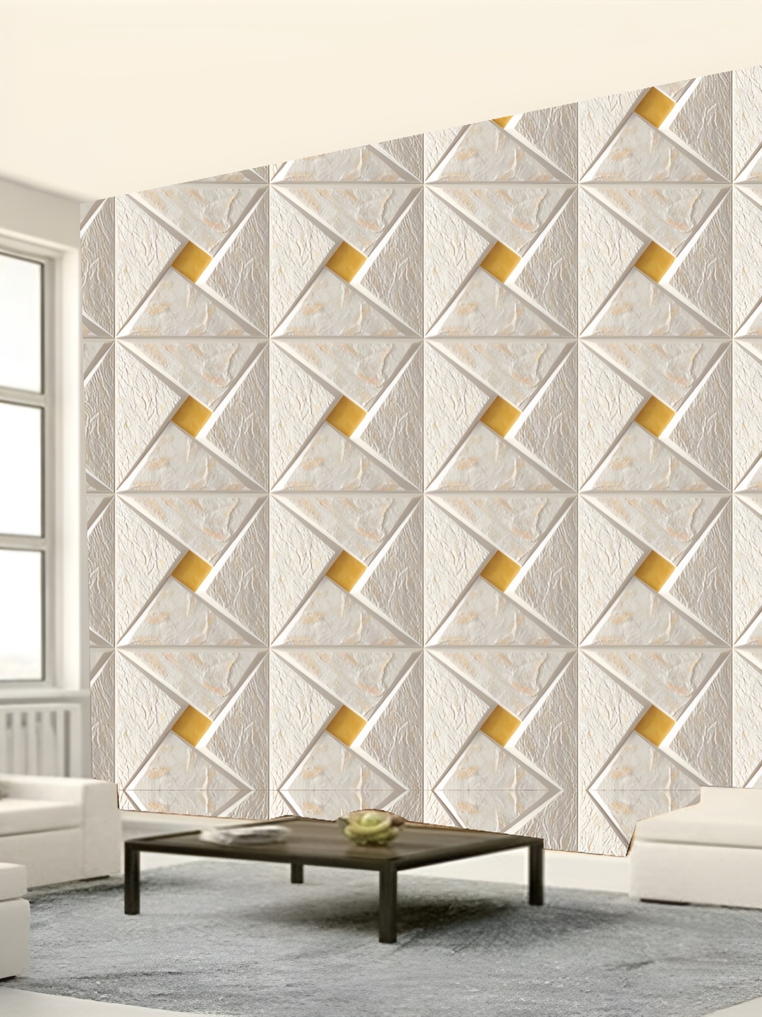 

Aura Off White & Yellow Printed Self-Adhesive Wallpaper