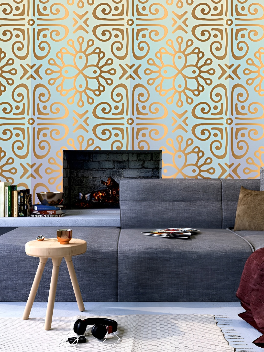 

Aura Blue & Beige Printed Self-Adhesive 3D Wallpaper