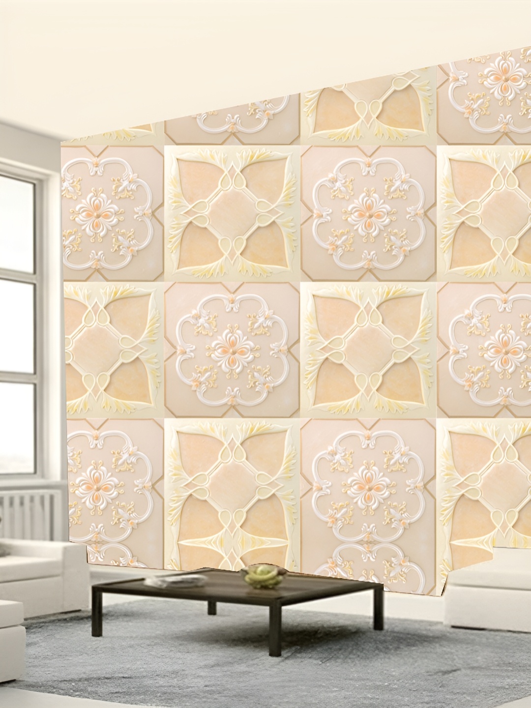 

Aura Peach Coloured & Beige 3D Printed Self-Adhesive Wall Sticker