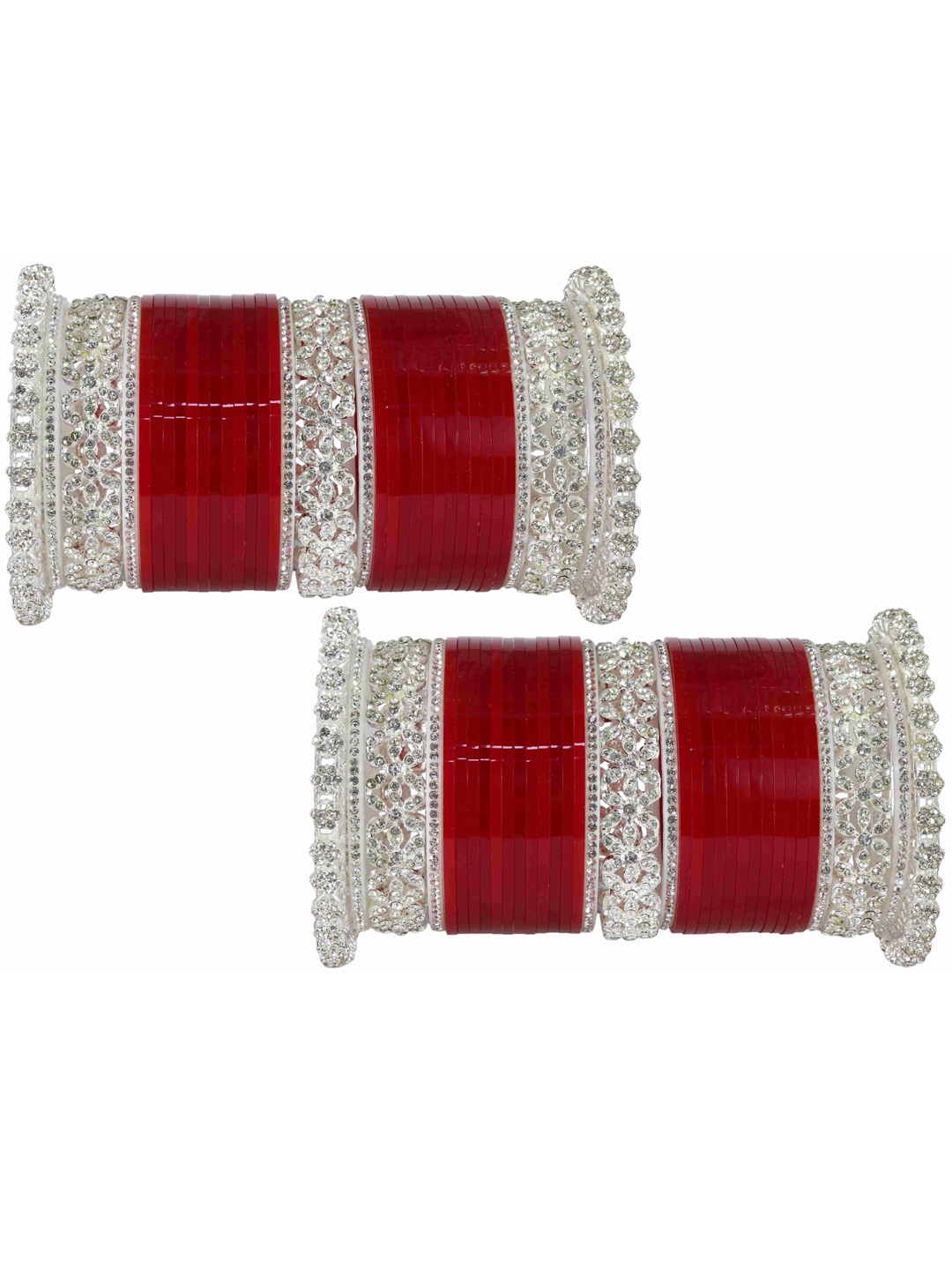 

LAVAZZA Set Of 70 Stone-Studded Bangles, Red
