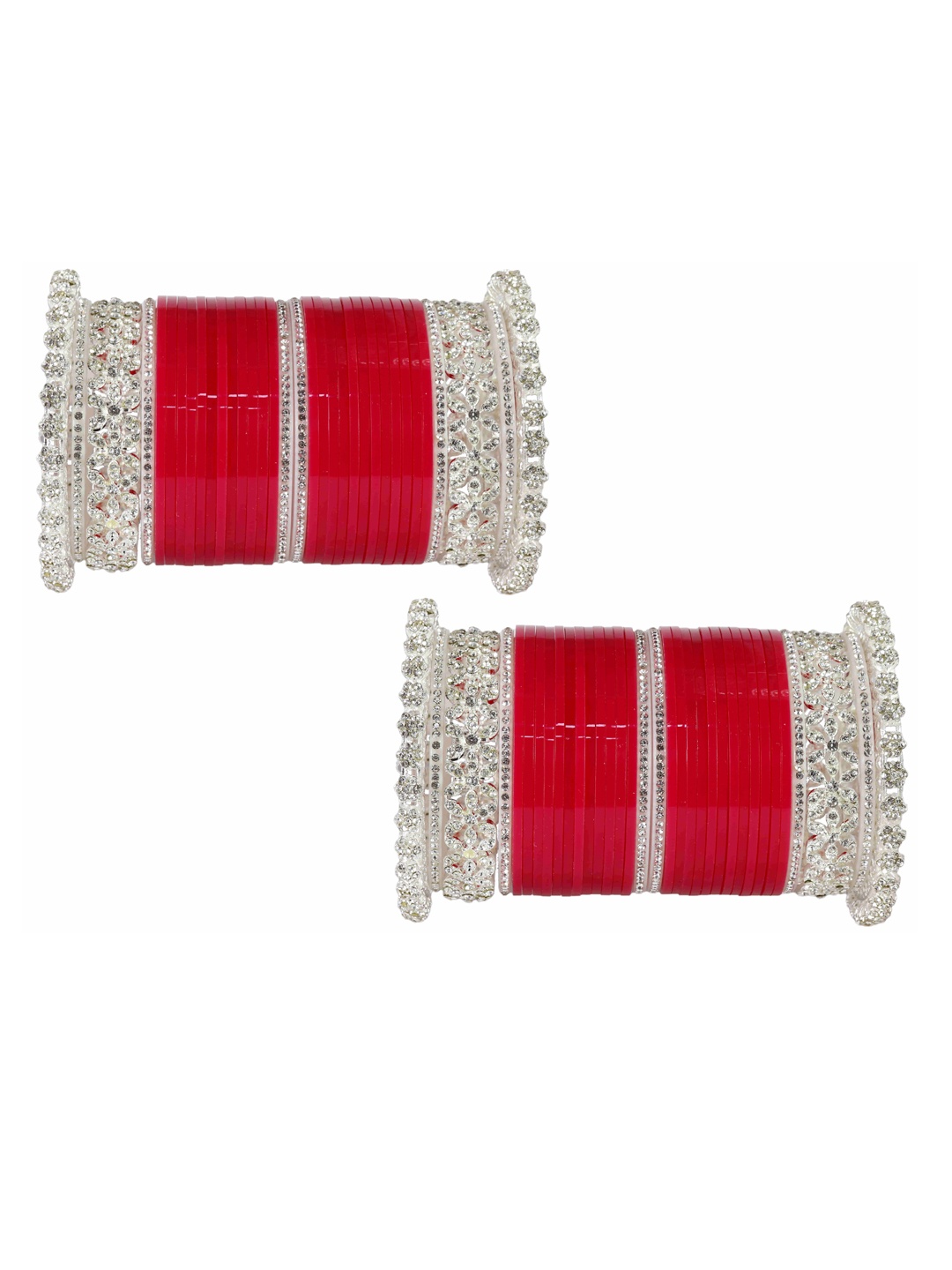 

LAVAZZA Set Of 68 Crystals Cubic Zirconia Studded & Beaded Bangles, Magenta