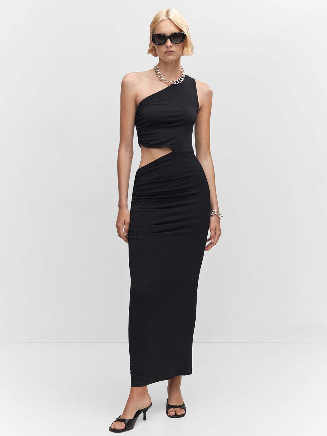 

COLOR CAPITAL One Shoulder Cut-Outs Bodycon Dress, Black