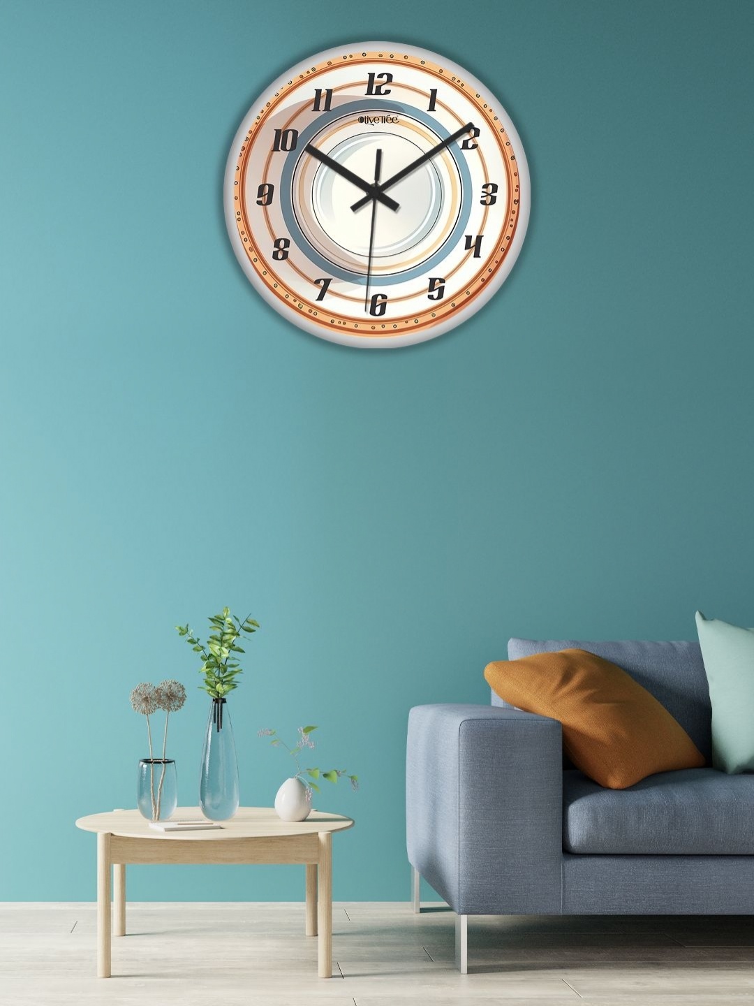 

OLIVE TREE White & Orange Printed Analogue Contemporary Wall Clock