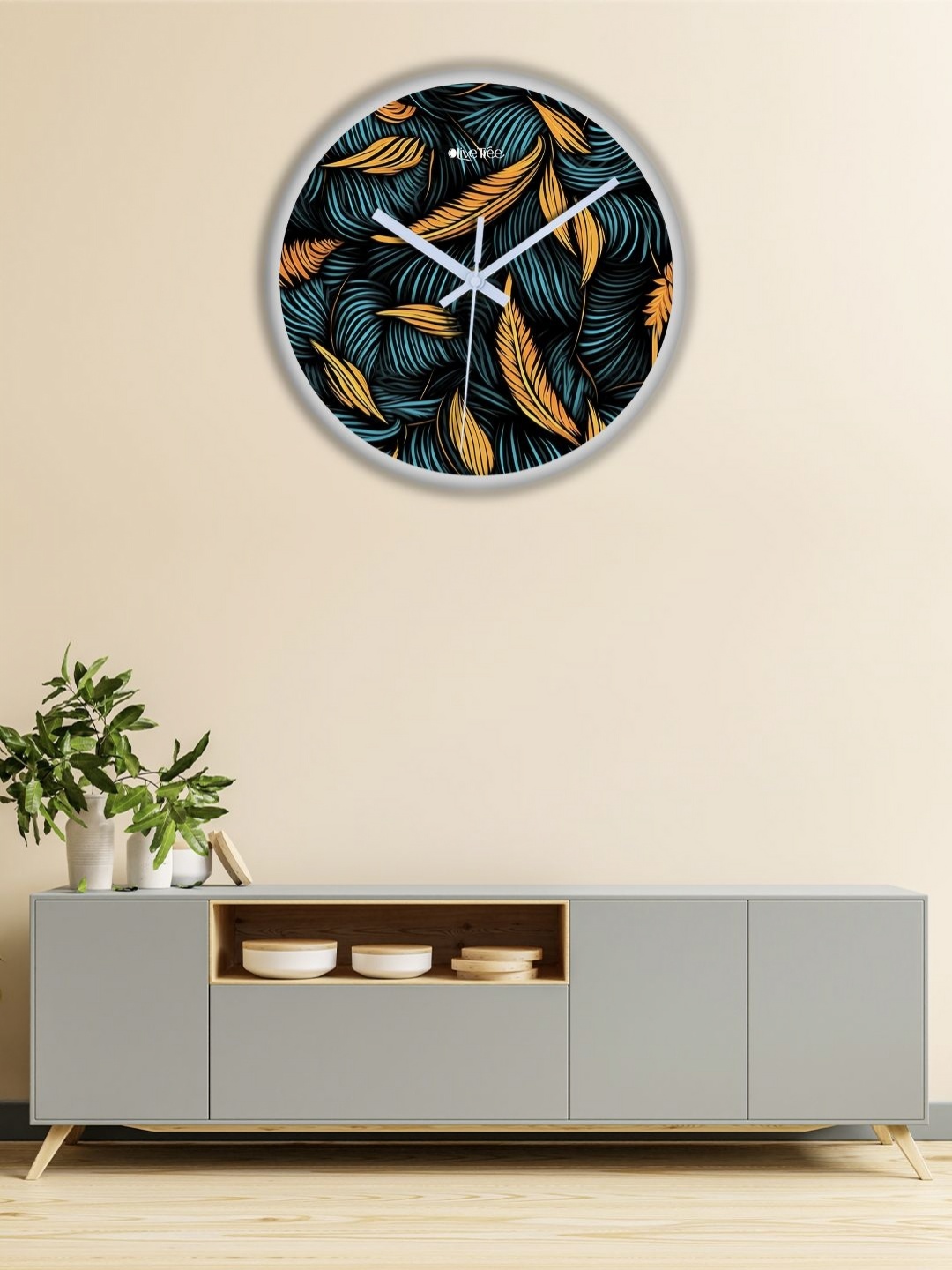 

OLIVE TREE White & Black Printed Analogue Contemporary Wall Clock