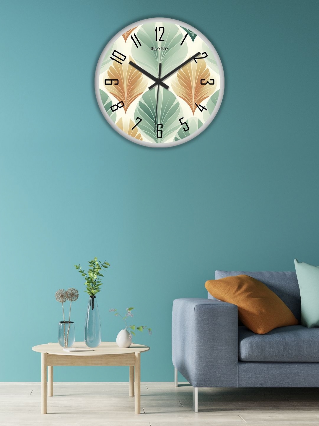 

OLIVE TREE White & Green Printed Analogue Contemporary Wall Clock