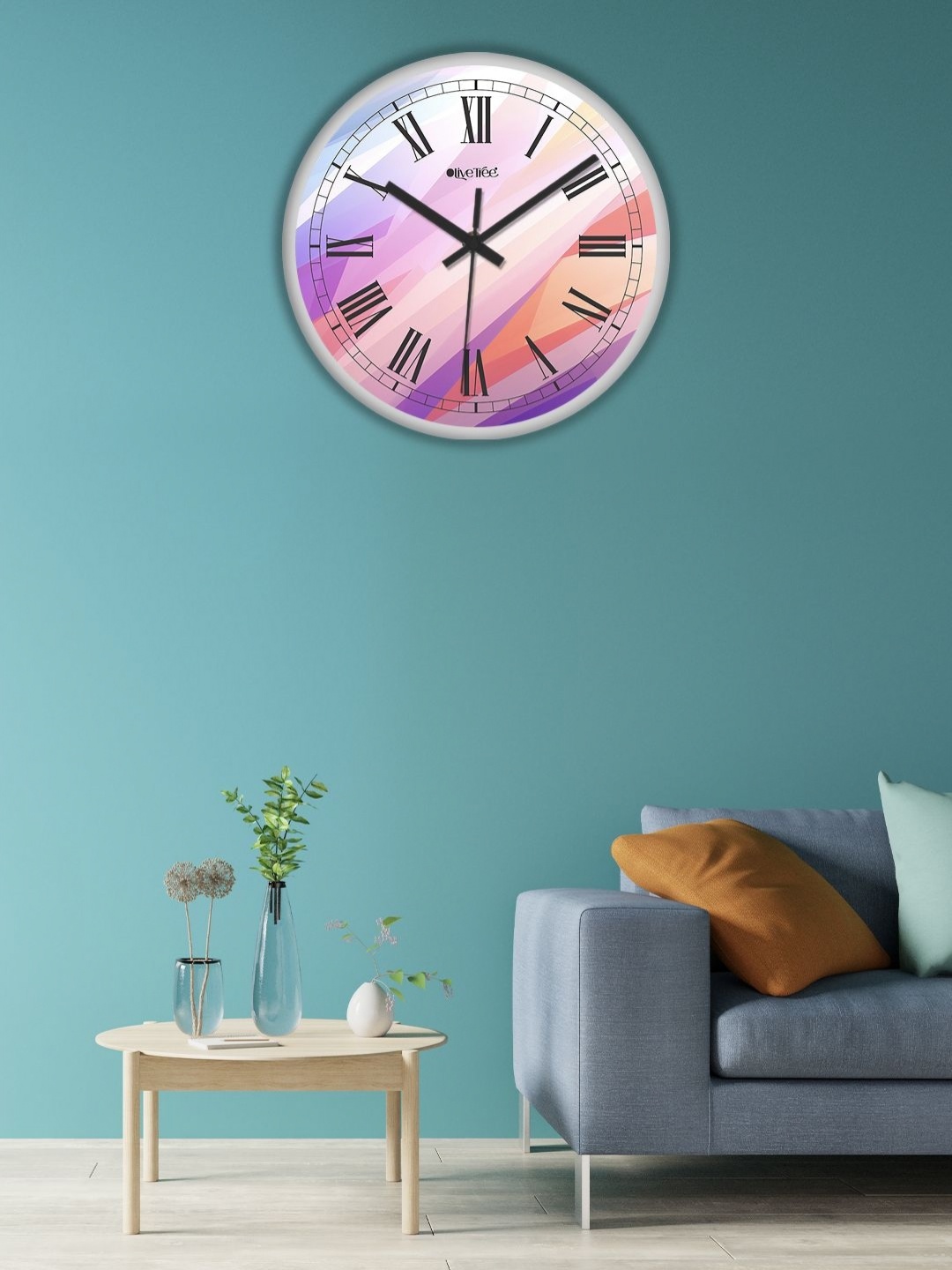 

OLIVE TREE White & Purple Printed Analogue Contemporary Wall Clock